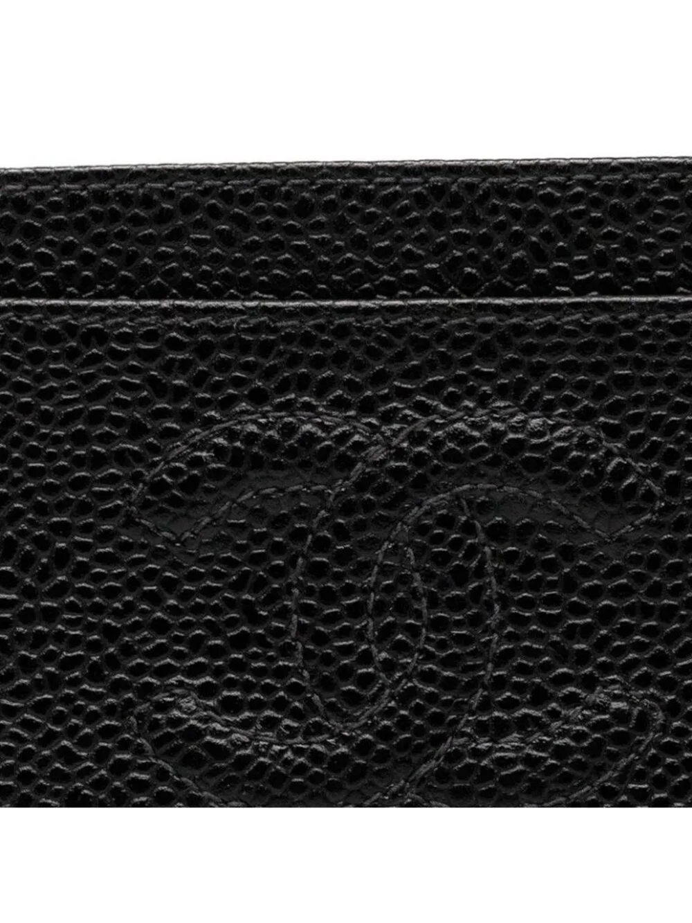 Chanel CC Logo Card Case Black Caviar Leather